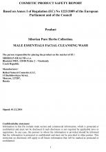 Cocmetic product safety report Male Essentials  Facial Cleansing Wash